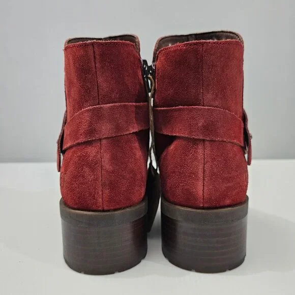 NEW Born Tori Ankle Bootie Western Dark Red Suede Leather Size 8 - Picture 7 of 14